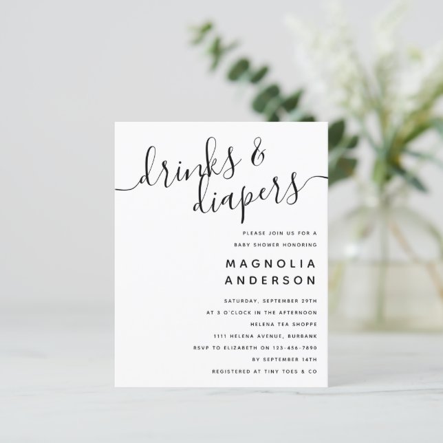 Budget Modern Baby Shower Invitation (Standing Front)