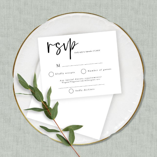 Budget Modern Black and White Wedding RSVP (Creator Uploaded)