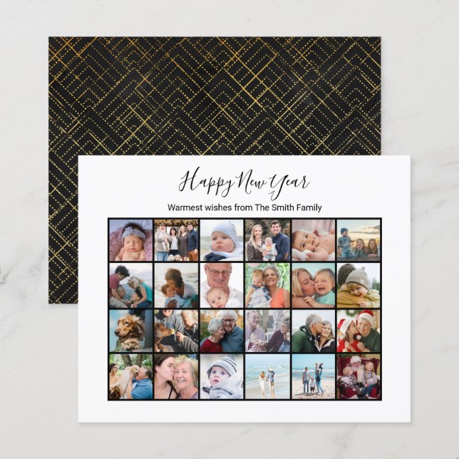 Budget Modern Black Minimalist Photo Holiday Card (Front/Back)