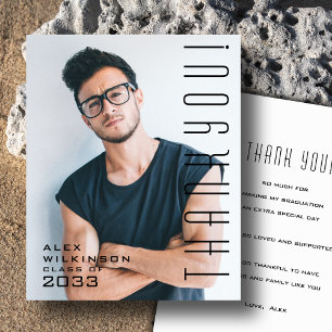 BUDGET Modern Black Script Photo GRAD Thank You Flyer