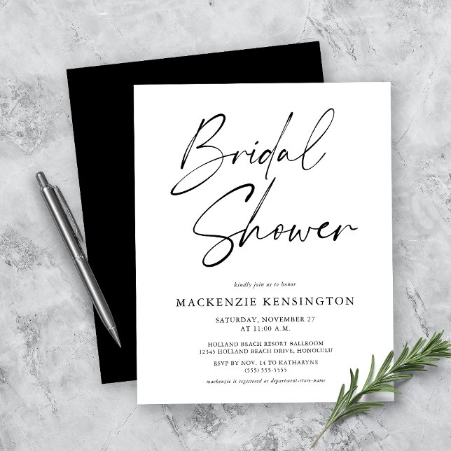 Budget Modern Black White Bridal Shower Invitation (Creator Uploaded)