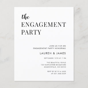 Budget Modern Black & White Engagement Party  Flyer