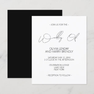 Budget Modern Black White Wedding Invitation