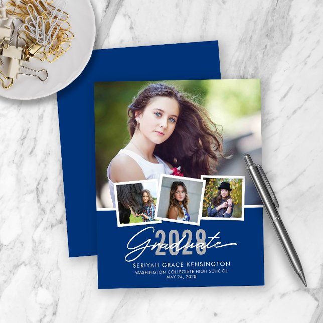 BUDGET Modern Blue Graduation Photo Collage (Creator Uploaded)