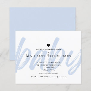 Budget Modern Blue Minimal Baby Shower Invitation