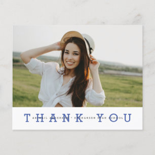 Budget Modern Blue Photo Grad Thank You Postcard