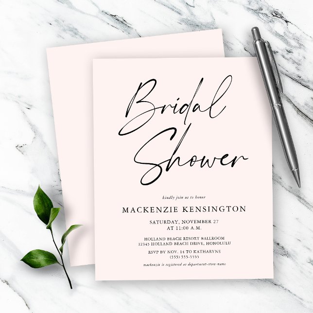 Budget Modern Blush Pink Bridal Shower Invitation (Creator Uploaded)