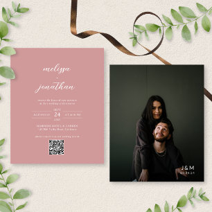 BUDGET Modern Blush Pink Photo QR Code Wedding