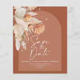 budget modern bohemian terracotta wedding invite flyer