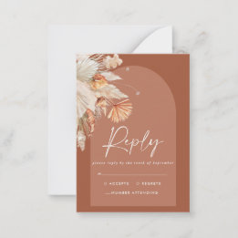 budget modern bohemian terracotta wedding RSVP Card