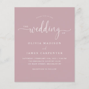 Budget Modern Boho Dusty Pink Photo Wedding Invite