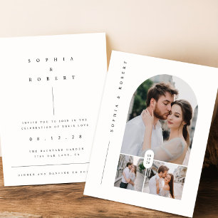 Budget Modern Boho Photo Collage Wedding Invite