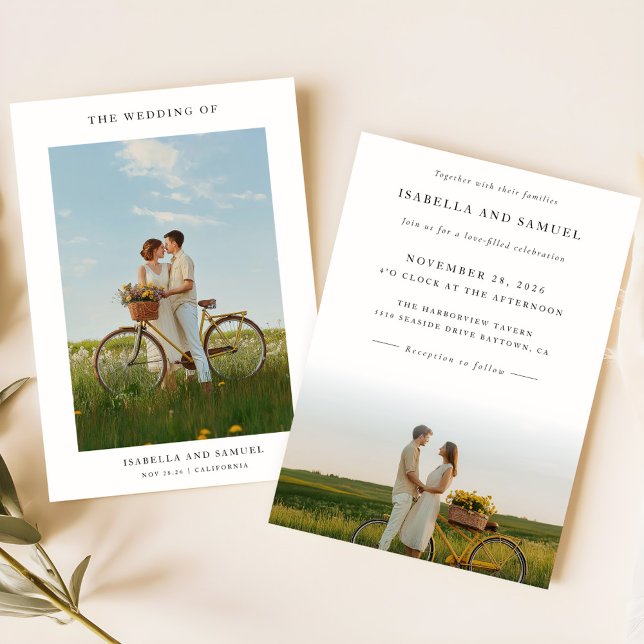 Budget Modern Boho Simple 2 Photo Wedding Invites (Creator Uploaded)