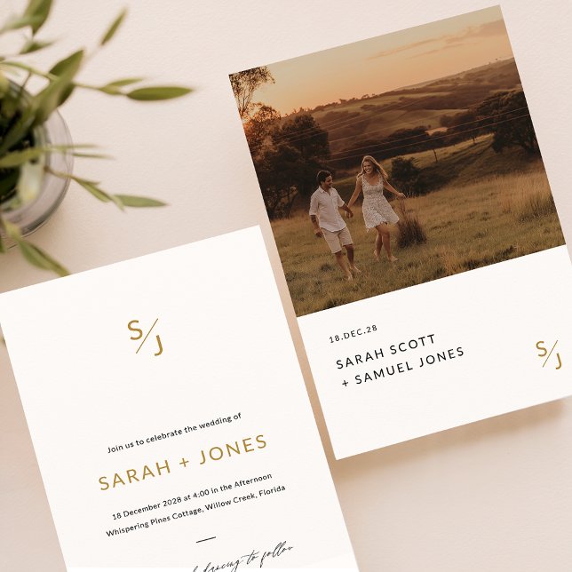 Budget Modern Boho Simple Photo Wedding Invitation (Creator Uploaded)