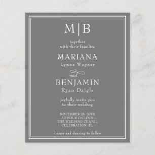 Budget Modern Border Grey Wedding Invitation Flyer
