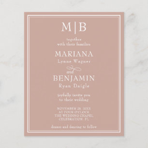 Budget Modern Border Pink Wedding Invitation