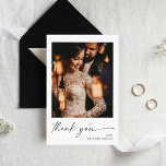 Budget Modern Calligraphy Instant Photo Wedding<br><div class="desc">** SATIN PAPER IS PAPER THIN. UPGRADE THE PAPER FOR A THICKER PAPER. HAS AN OPTION FOR ENVELOPES. *** Save money on thank you cards with this smaller card that has an option for envelopes. Thank your guests with your Modern Calligraphy Instant Photo Wedding Thank You cards. Want a larger...</div>