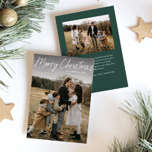 Budget Modern Calligraphy Merry Christmas 2 Photo Holiday Card