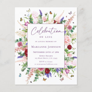 Budget Modern Celebration of Life Floral Memorial Flyer