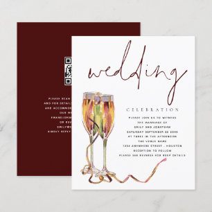 Budget Modern Champagne Wedding Invitation