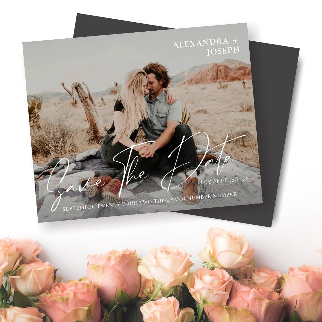 Budget Modern Chic Photo Long Date Save the Date (Creator Uploaded)