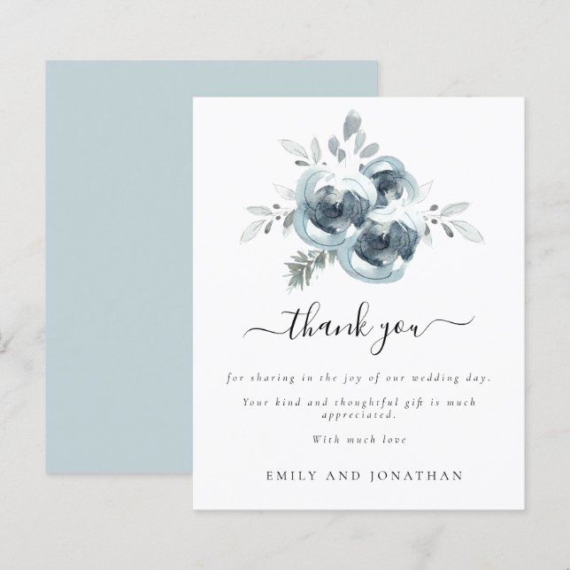 Budget Modern Christmas Bouquet Wedding Thank You (Front/Back)