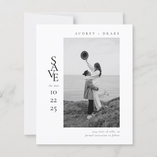 BUDGET Modern Clean Black and White Photo Wedding (Front)