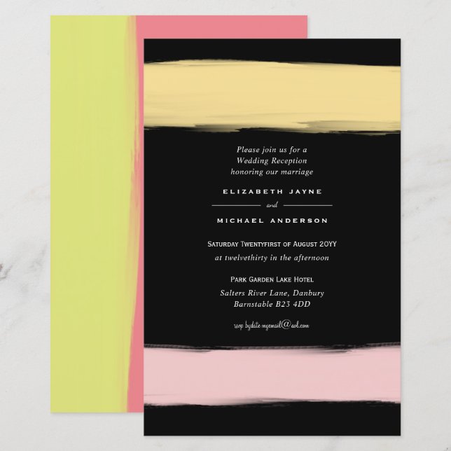 BUDGET Modern Colour Swash Wedding Invite A9 (Front/Back)