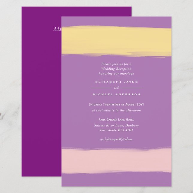 BUDGET Modern Colour Swash Wedding Invite A9 (Front/Back)