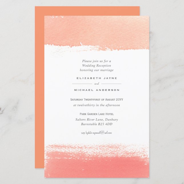 BUDGET Modern Colour Swash Wedding Invite A9 (Front/Back)