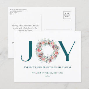 Budget Modern Corporate Business Christmas JOY Holiday Postcard