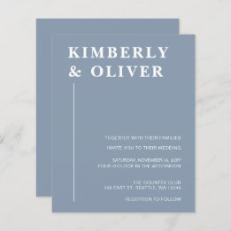 Budget Modern Dusty Blue Wedding Invitations