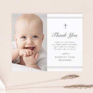 Budget Modern Elegance Baptism Thank You Card