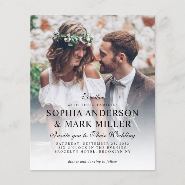 Budget Modern Elegant 2 Photo Wedding Invitation (Front)