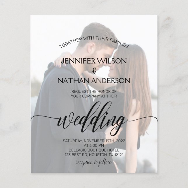 Budget Modern Elegant Calligraphy Photo Wedding (Front)