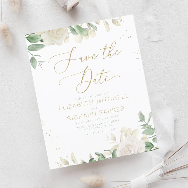 Budget Modern Elegant Floral Wedding Save The Date (Creator Uploaded)