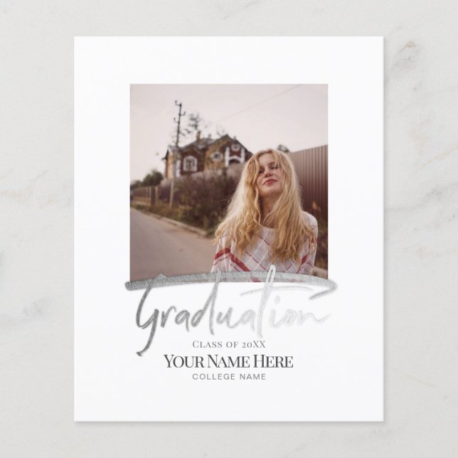Budget Modern Elegant Graduation Photo Invitations Flyer (Front)