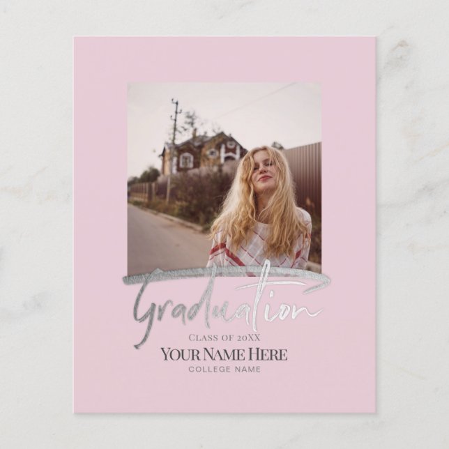 Budget Modern Elegant Graduation Photo Invitations Flyer (Front)