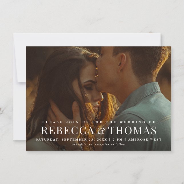 Budget Modern Elegant Photo Wedding Invitation (Front)