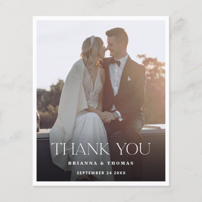 Budget Modern Elegant Photo Wedding Thank You Flyer (Front)
