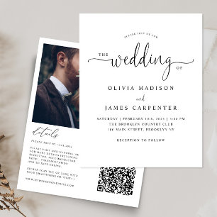 Budget Modern Elegant Script Photo Wedding Invite