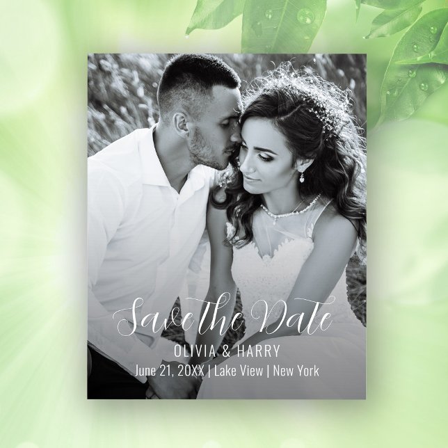 Budget Modern Elegant Script Save The Date  Flyer (Stylishly Personalize with Your Custom Names and Wedding Details.)