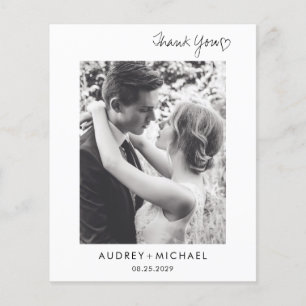 BUDGET Modern Elegant Wedding Photo Thank You Card