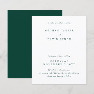 Budget Modern Emerald Green Wedding Invitation