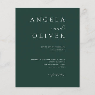 Budget Modern Emerald Green Wedding Invitation