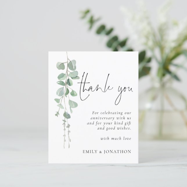 Budget Modern Eucalyptus Anniversary Thank You (Standing Front)