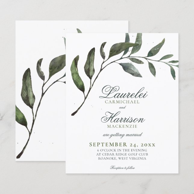 BUDGET Modern Eucalyptus Branch Wedding (Front/Back)