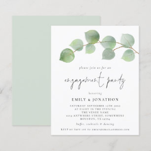 Budget Modern Eucalyptus Engagement Party Invite