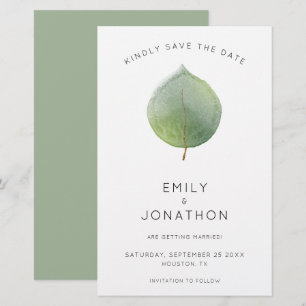 Budget Modern Eucalyptus Leaf Large Save The Date