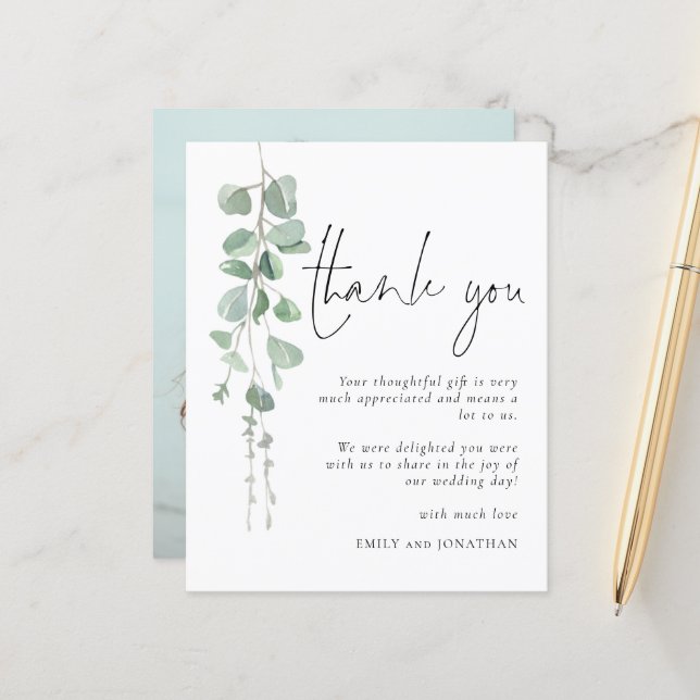 Budget Modern Eucalyptus Photo Thank You (Front/Back In Situ)